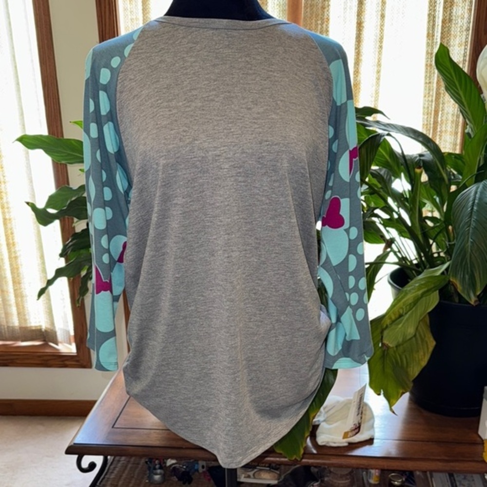 LuLaRoe Disney Gray and Blue Long Sleeve Tee